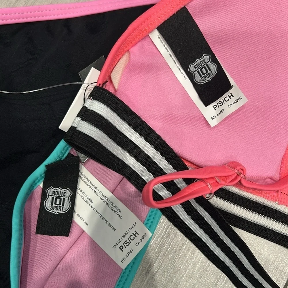 Route 101 Sport pink black bikini swim set size small